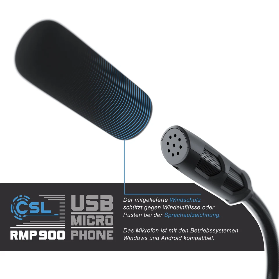 CSL USB Desktop Mikrofon RGB Tischmikrofon Gaming Podcast Windows Android - Bild 4 von 4