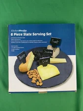 12" All Natural Slate Serving Board 6 Piece Entertain in Style by Kitchen Worthy