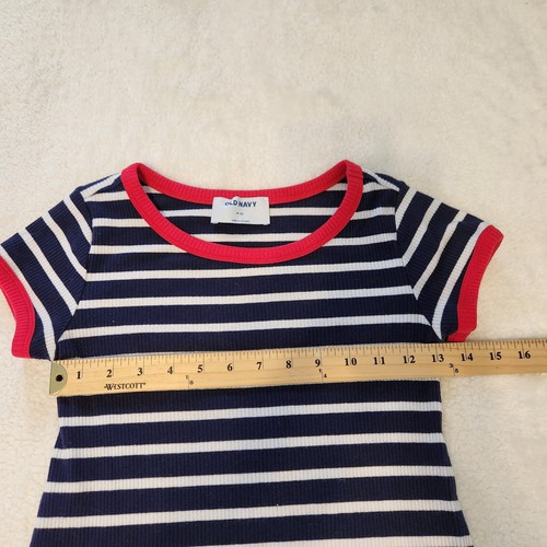 OLD NAVY Girl's Sz M (8) Navy/White Striped Nautical Short Sleeved A Line Dress - Picture 7 of 10