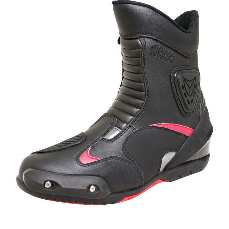ARMR moto KONO WATERPROOF SHORT SPORTS LEATHER MOTORCYCLE BOOTS BLACK ALL SIZES