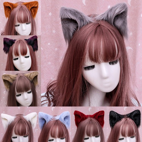 Anime Christmas Cute Fox Wolf Long Fur Plush Ears Hairpin Cosplay Party Prop uk - Picture 1 of 20