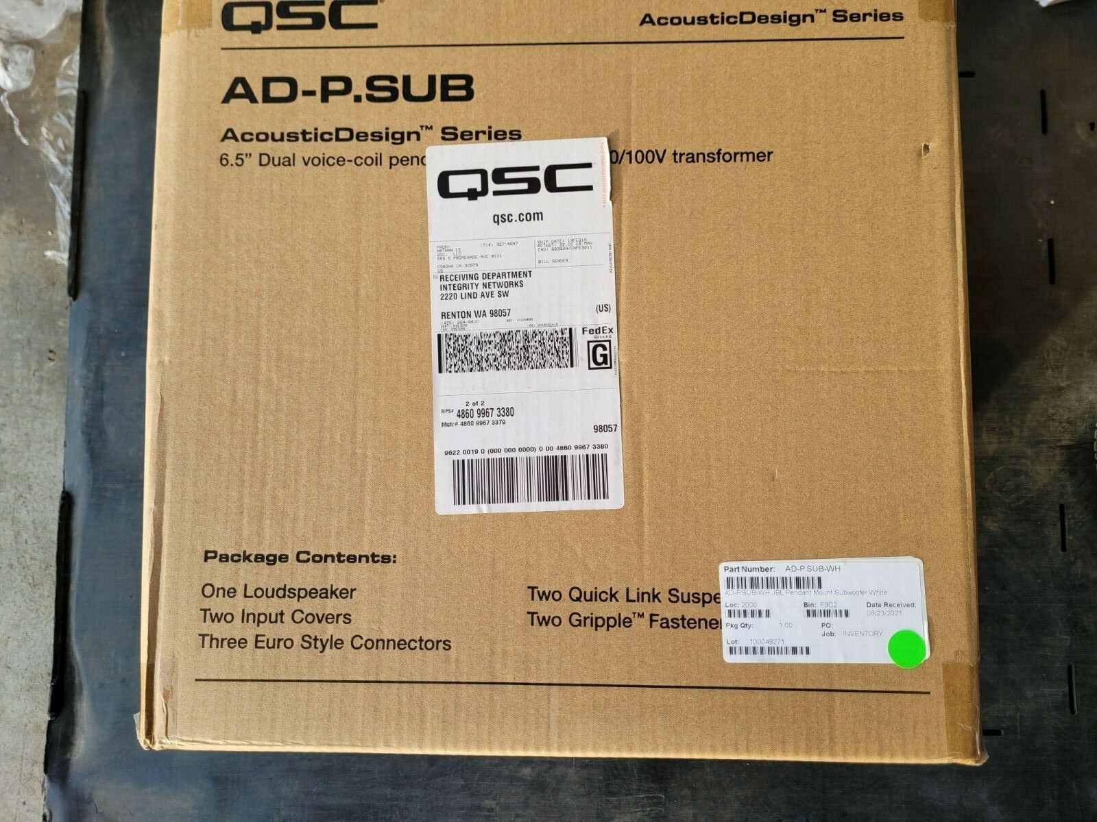 QSC AD-P.SUB Pendant sub, 6.5" dual voice-coil - WHITE Subwoofer NEW IN BOX