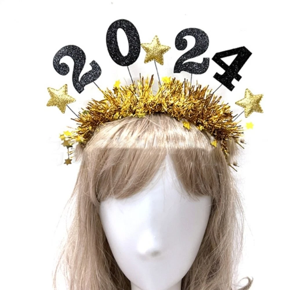 Tinsel 2024 Happy New Year Headband Sequin Christmas Headpiece Children