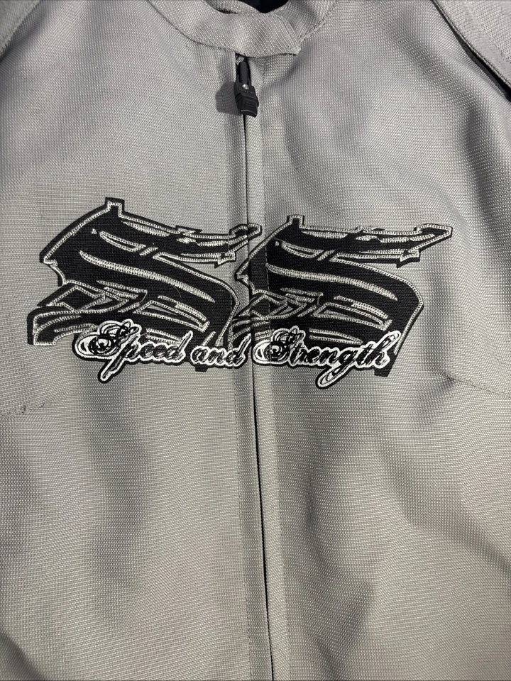 Womens Motorcycle jacket  Speed and Strength Wings gray with padding  Size Small - Image 3 of 4