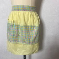 Vintage Kinderschürze gelb kariert bunt Handarbeit Kinder Kochen Backen