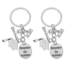 2pcs Bachelor Cap Keychain: Graduate Keychain Graduation Hat Keyring - Zinc