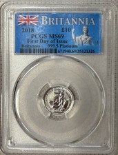 2018 1/10oz British Platinum Britannia Coin PCGS MS69 First Day of Issue 1617.10 per troy oz