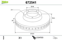 2X Valeo Bremsscheibe Coated 672541 FüR A6 4F2 C6 A8 Audi 4F5 Avant D3 4E2 4E8