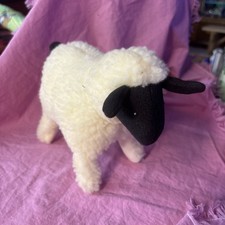 Vintage Handmade Plush LAMB Wooly White w Black Face Country Farm