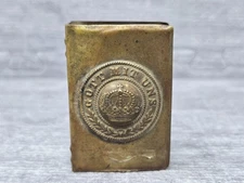 Vintage WW1 German Brass Match Box Book Holder GOTT MIT UNS
