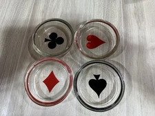 Vintage Federal Glass Suit Ashtray / Coaster Set Of 4- See Description