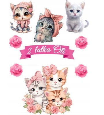 Cat Katze Kätzchen Essbar Tortenaufleger Torte Geburstag Zuckermasse +NAME