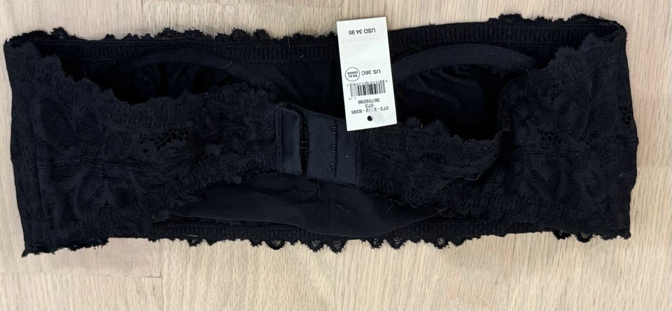 NEW Aerie Strapless Bralette Bra Black Lace Real Good 36C NWT - Image 2 of 3