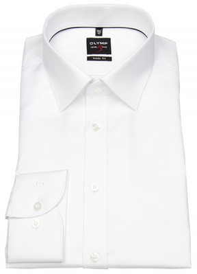 OLYMP Hemd Level 5 Twill besonders blickdicht weiß - extra langer 69cm Arm