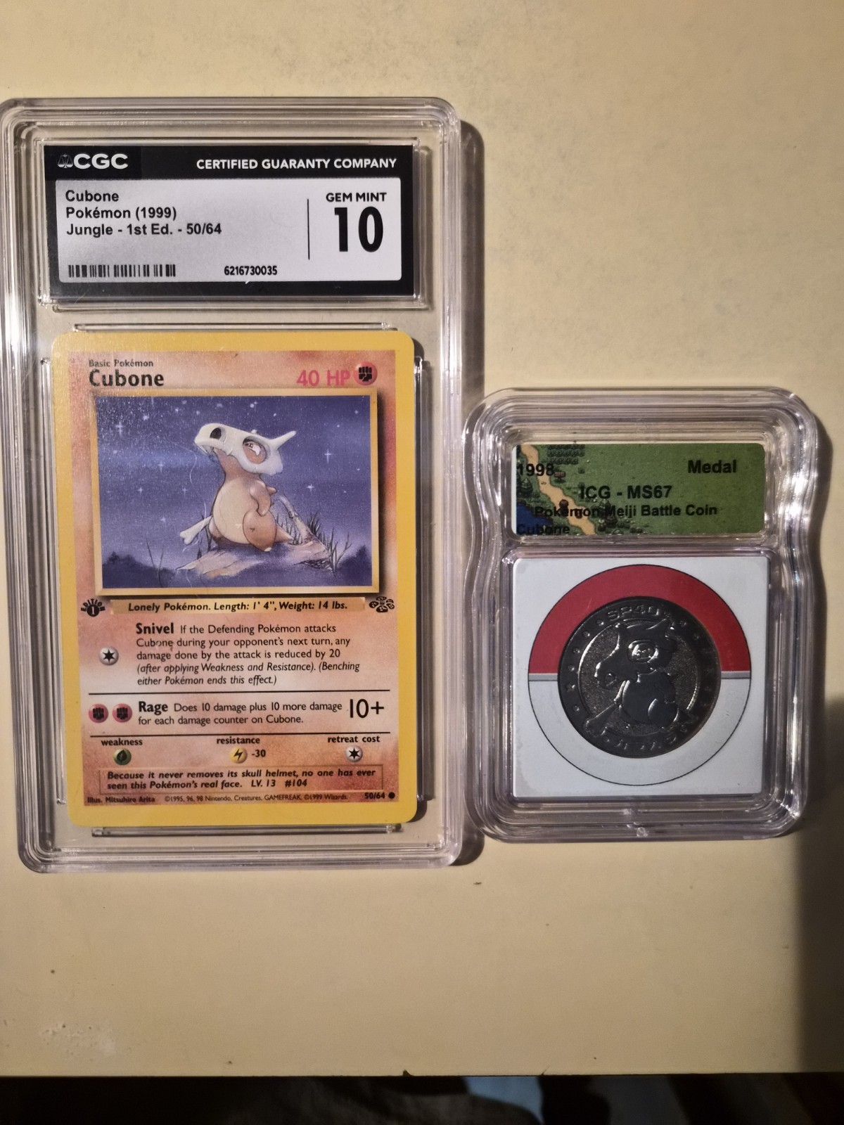 Pokémon TCG Cubone Jungle 1st Edition 50/64 (1999) CGC 10 Gem Mint