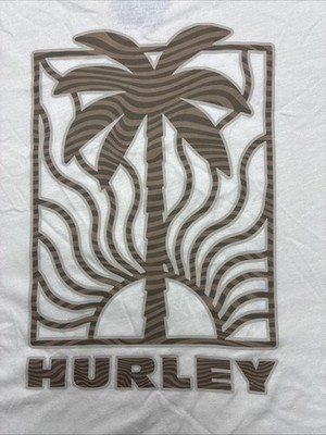 Hurley Men s Contrast Pocket Tshirt Huge Back Graphic Barely Bone Beach Size L