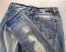 INC International Concepts Berlin Slim Straight Jeans Mens 38x34 Distressed Camo