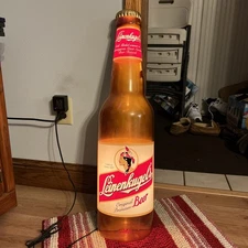 Vintage Leinenkugel's Beer Plastic Bottle Beer Light Wall Sign LaCrosse Wi 29”