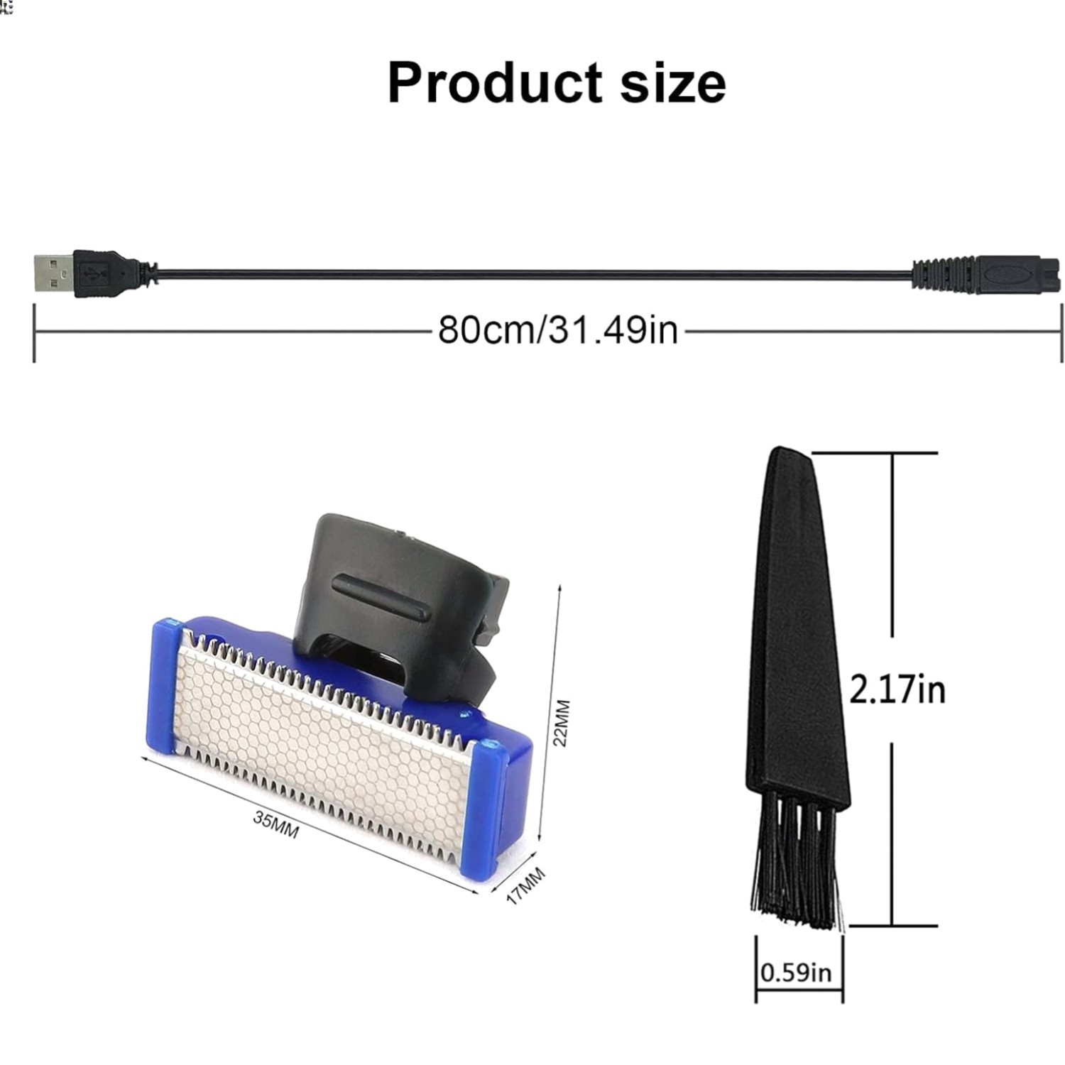 Heads & Charging Cable - Safe, Efficient Grooming
