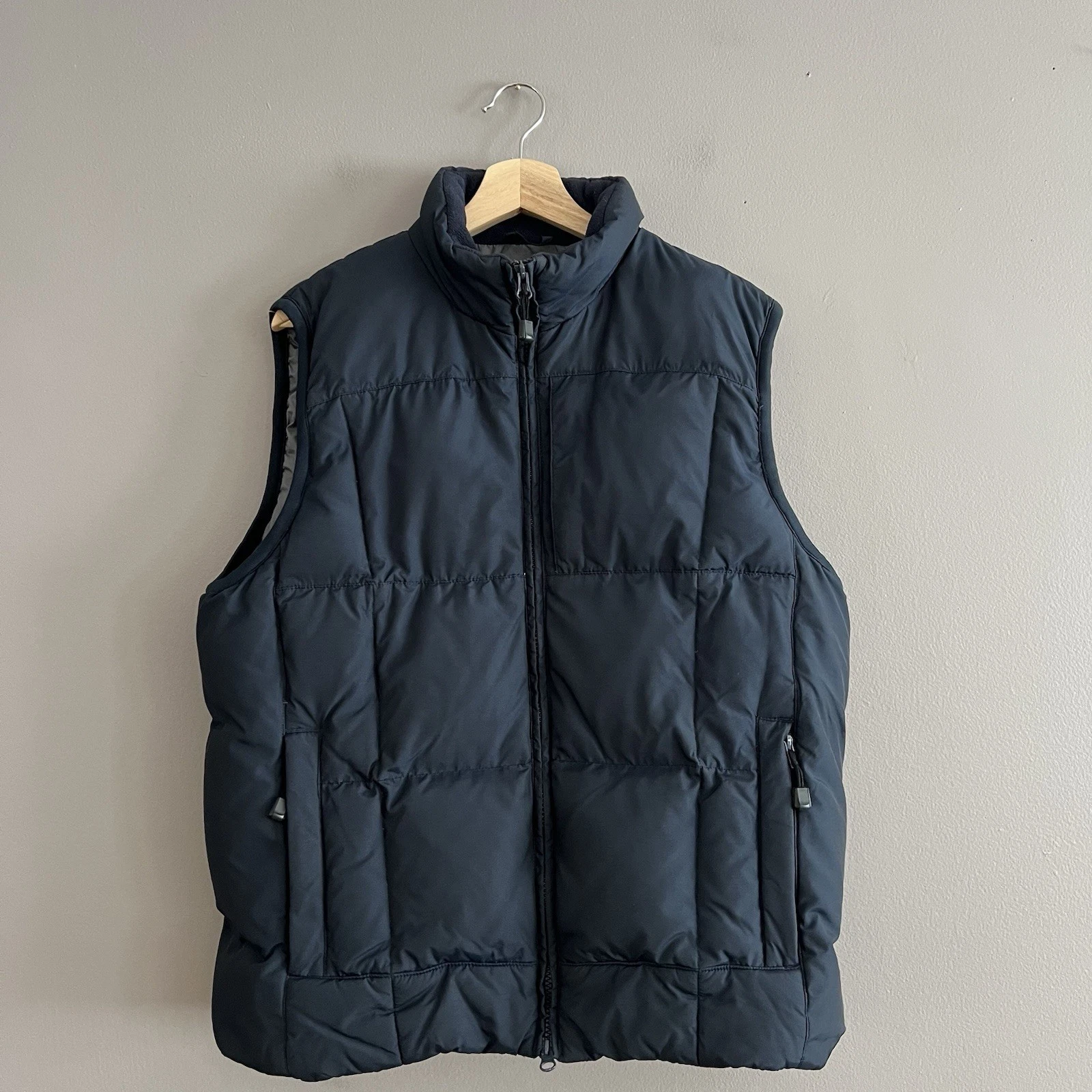 Eddie Bauer Goose Down Puffer Vest Mens Full Zipper Hiking Outdoors Blue Medium