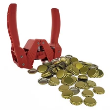 Red Bottle Capper with Gold Crown Oxygen Barrier Beer Bottle Caps (144 Ct)