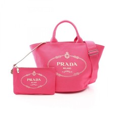 Prada Canapa Canvas 2Way Tote Bag Women Pink One Size