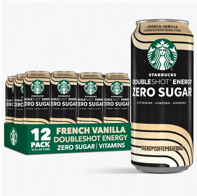Starbucks Zero Sugar French Vanilla Doubleshot Energy Coffee 15oz 12 Pack
