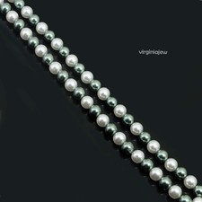 South Sea "Heuksando" 8.00 MM White & Olive OD Green Natural Pearl Strand 15"