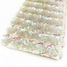 50pcs/15mm Sequins Embroidery Flower Patches Arts Crafts Sewing Patches (Whit...