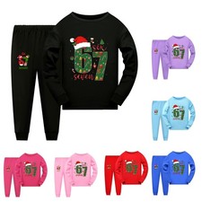 Kids Boy 67 Elf Santa Pyjamas Christmas Six Seven Nightwear Outfit Top+Pants Set