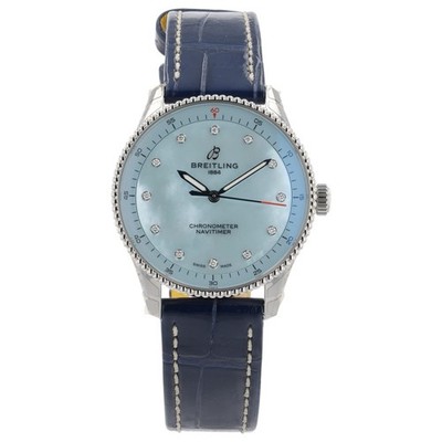 Breitling Navitimer Blue MOP Dial Steel 32mm Quartz Woman s Watch A77320