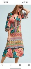 Farm Rio Rosario Maxi Dress Small Floral V-neck 3/4 sleeves Boho Resort Travel