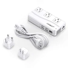 BESTEK UNIVERSAL TRAVEL ADAPTER 220V 110V VOLTAGE 6A 4-PORT USB ADAPTER - WHITE