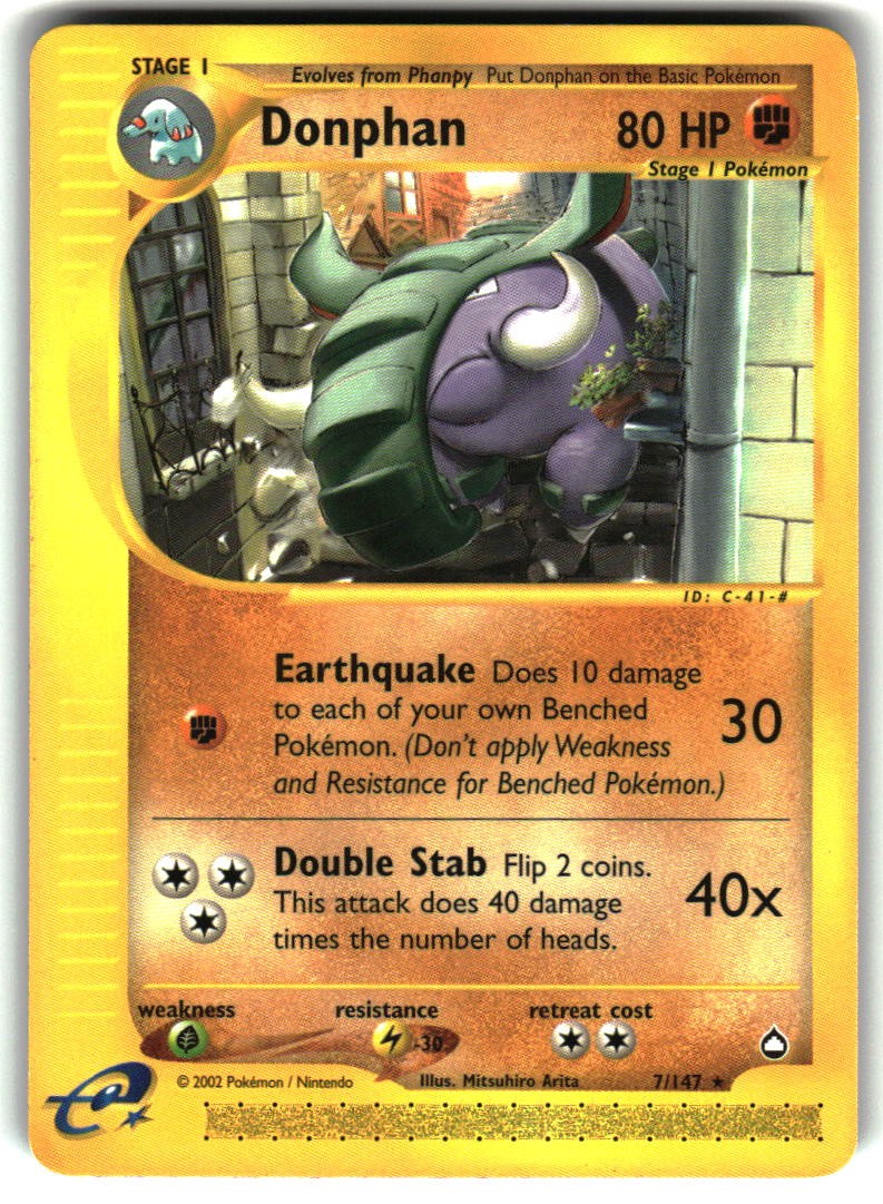 Donphan 7 Rare Aquapolis Pokemon NM