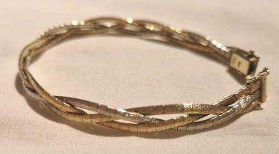 Braclet Armband 585 Gold Gelb Rosé Weiß Schnappverschluss Vintage 19cm RARE 