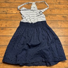 Abercrombie & Fitch Dress Women L Navy Blue Gray Striped   Spaghetti Racer