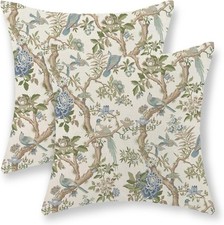 Chinoiserie Pillow Covers 18" x Pack of 2 , Blue Green Chinoiserie-1
