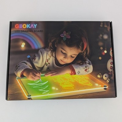 GEOKAY 16'' LED Drawing Board Rechargeable Doodle Glow Board E16 Neon Art Tablet