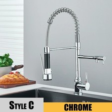 Chrome Kitchen Faucet Pull Down Sprayer Swivel Single Handle Sink Mixer Tap 360