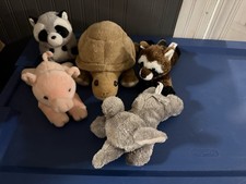 Lote De 5 Peluches Aurora Tortuga Cerdo Elefante Mapaches