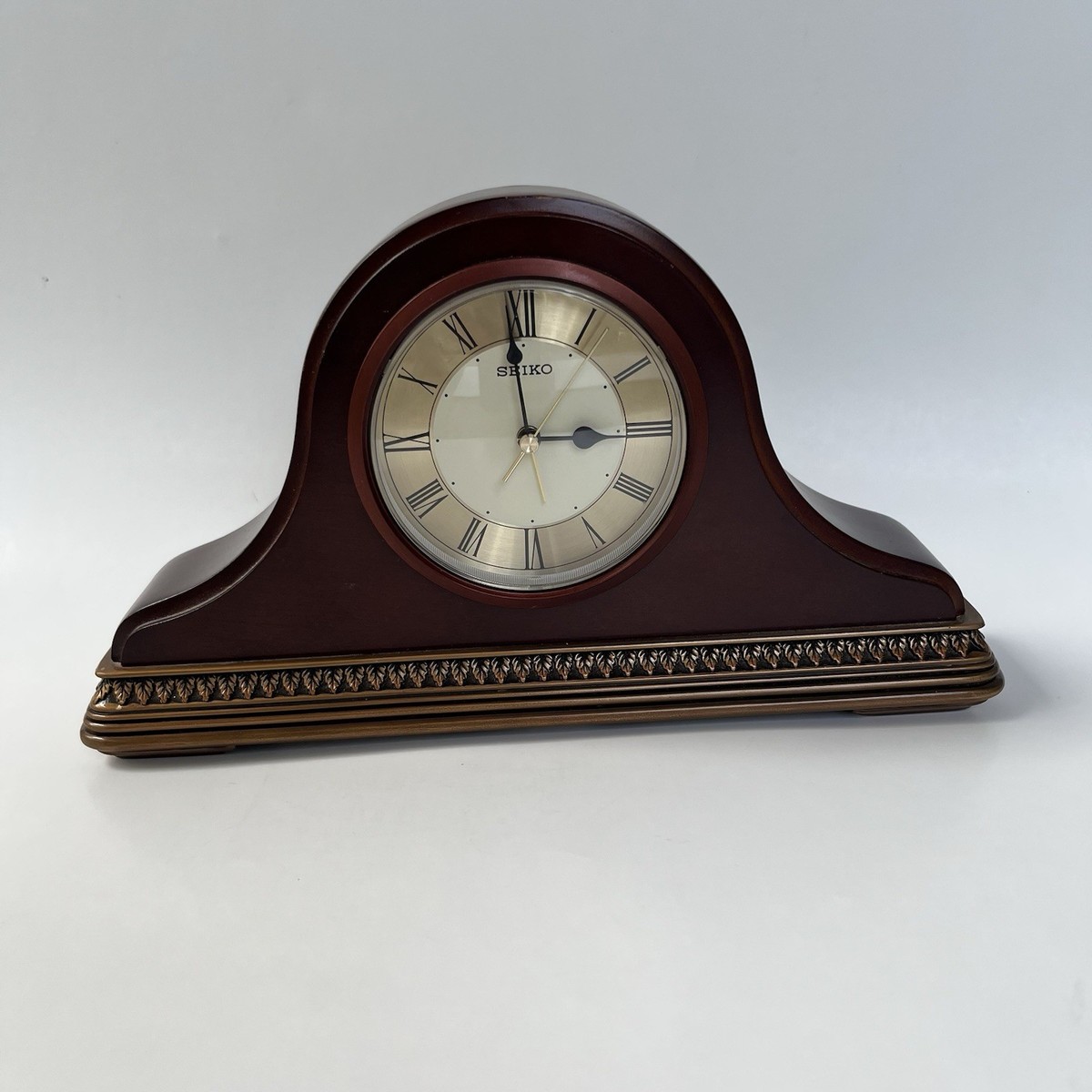 Vintage Seiko Table Mantle Clock Wood QXE017BL 10