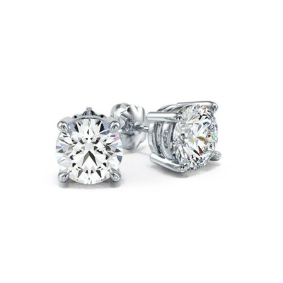 1 Karat Laborgefertigte Diamanten D/VVS2 runde 14K Gold 4-Krappen Korb Ohrstecker