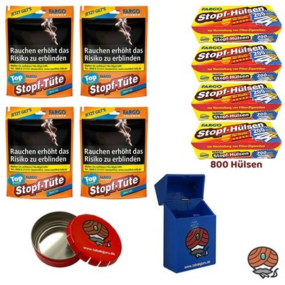 Fargo Stopf-Tüte Volumentabak Beutel 4x 50g, Fargo Stopf-Hülsen, Zubehör