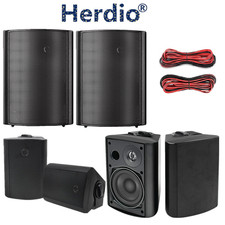2x Herdio Outdoor Speakers Wired Waterproof Wall Mounted Patio Boat Speakers