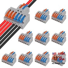 10 pcs Lever Wire Connectors 2 in 6 Out ,Quick Wiring Cable 10Pcs 2 in 6 out
