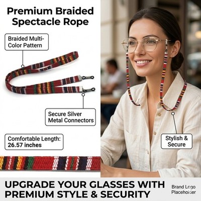 Premium Braided Glasses Strap Multi-Color Woven Eyeglass Chain  Eyeglass Lanyard