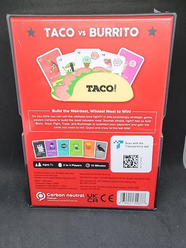 Taco vs Burrito The Card Game For 2 To 4 Players Ages 7+ By Hot Taco New Sealed - Picture 2 of 2