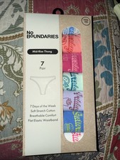 7-Pair NO BOUNDARIES Women  s XXXL 22 Cotton Thong Days Of The Week Underwear