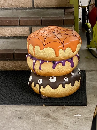 HTF Donut Stool Halloween Decor Spiderweb Ghosts Bats Viral Tiktok Stool RARE