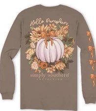 New Simply Southern Hello Pumpkin Longsleeve Shirt Small